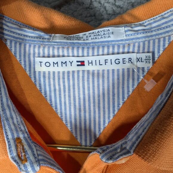Tommy Hilfiger Polo Mens Size Extra Large Orange Solid Pattern Short Sleeve - Picture 3 of 6